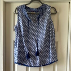 Talbots Blue Patterned Sleeveless Top